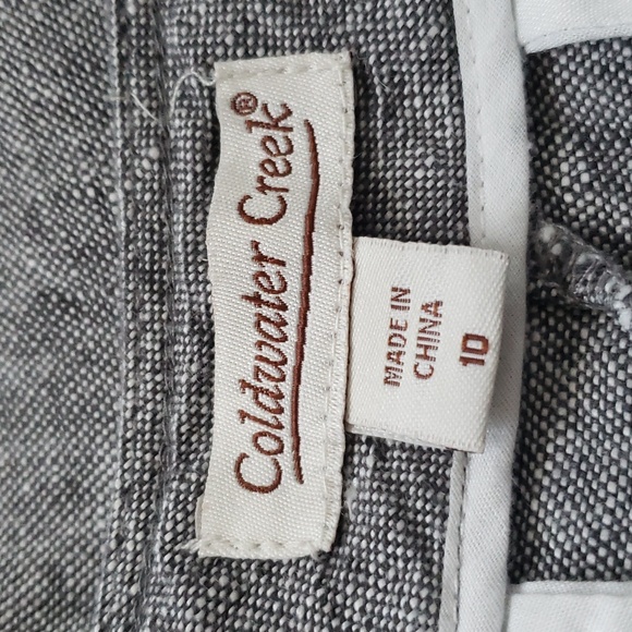 ☕ Coldwater Creek Black and White Linen Pants with Hidden Stretch-Waist Size 10 - Picture 4 of 8
